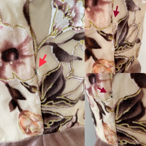 Windsor Floral Velvet Hook-Eye Closure Scoop Neck Zip-Up Dress Women’s Medium - Picture 11 of 16